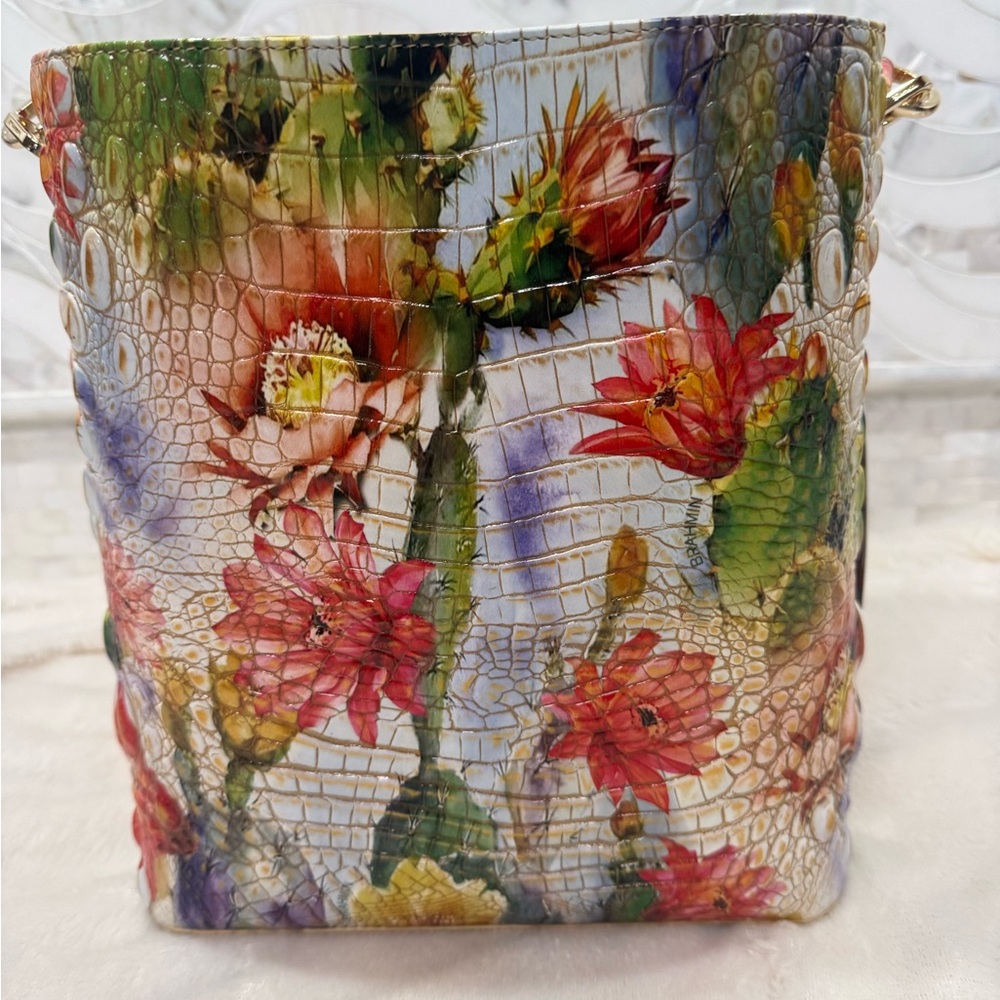 Brahmin Floral Multicolor Croc-Embossed Shoulder Bag - Picture 3 of 10